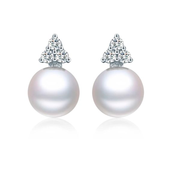 Aros Trinidad Blancos de plata 925 y perlas blancas naturales