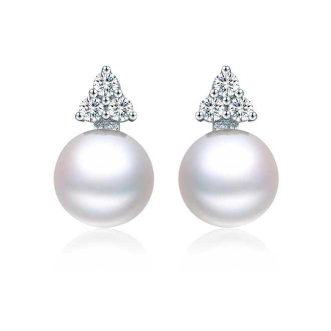 Aros Trinidad Blancos de plata 925 y perlas blancas naturales