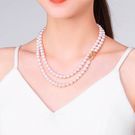Collar Cleo de perlas cultivadas tipo Edison blancas
