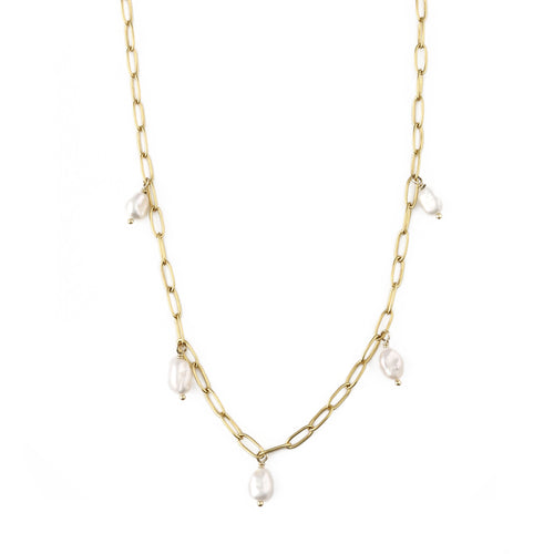 Collar Phebe con perlas blancas bañado en oro 18K
